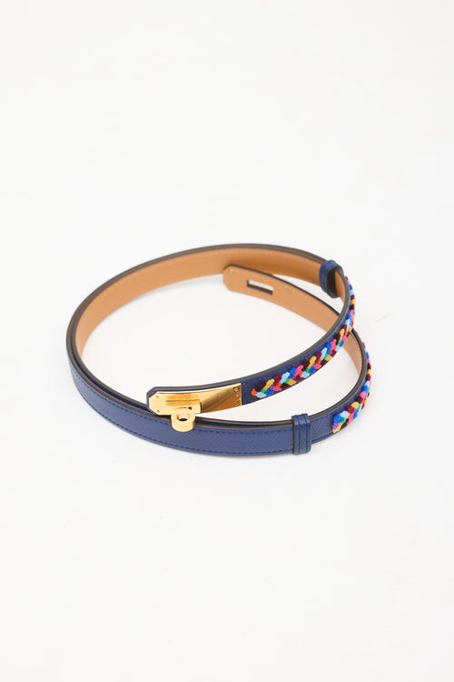 Hermès 2023 Bleu Saphir Epsom Kelly Velvet 18 Belt