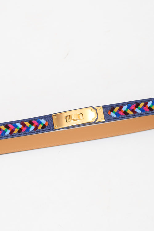 Hermès 2023 Bleu Saphir Epsom Kelly Velvet 18 Belt