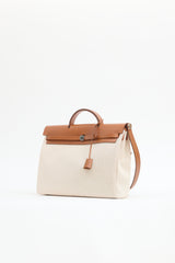 Hermès 2023 Écru H Viking Canvas & Fauve Vache Hunter Leather Herbag Messenger 39