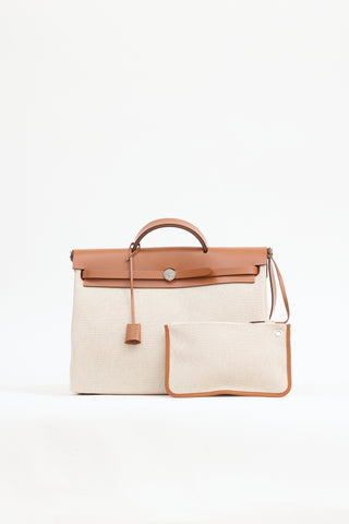 Hermès 2023 Écru H Viking Canvas & Fauve Vache Hunter Leather Herbag Messenger 39