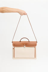 Hermès 2023 Écru H Viking Canvas & Fauve Vache Hunter Leather Herbag Messenger 39