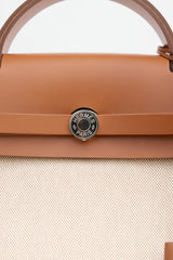 Hermès 2023 Écru H Viking Canvas & Fauve Vache Hunter Leather Herbag Messenger 39