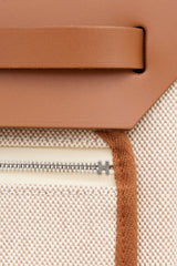 Hermès 2023 Écru H Viking Canvas & Fauve Vache Hunter Leather Herbag Messenger 39