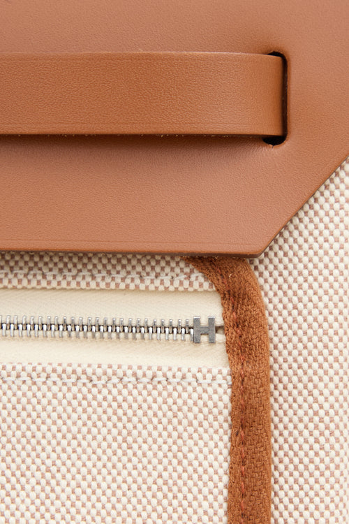 Hermès 2023 Écru H Viking Canvas & Fauve Vache Hunter Leather Herbag Messenger 39