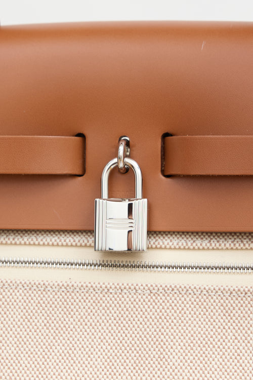 Hermès 2023 Écru H Viking Canvas & Fauve Vache Hunter Leather Herbag Messenger 39