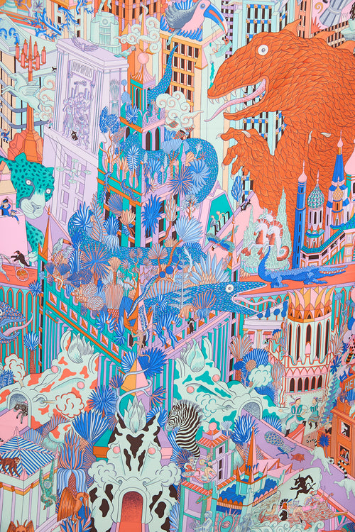 Hermès 2019 Silk Animapolis 90 Scarf