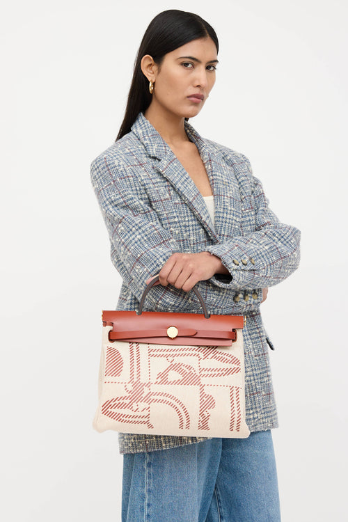 2022 Toile Canvas & Fauve Vache Hunter Leather Brides De Gala HerBag 31