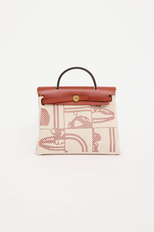 Hermès 2022 Toile Canvas & Fauve Vache Hunter Leather Brides De Gala HerBag 31