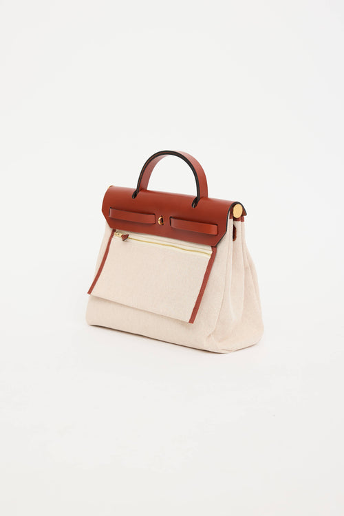 Hermès 2022  Toile Canvas & Fauve Vache Hunter Leather Brides De Gala HerBag 31
