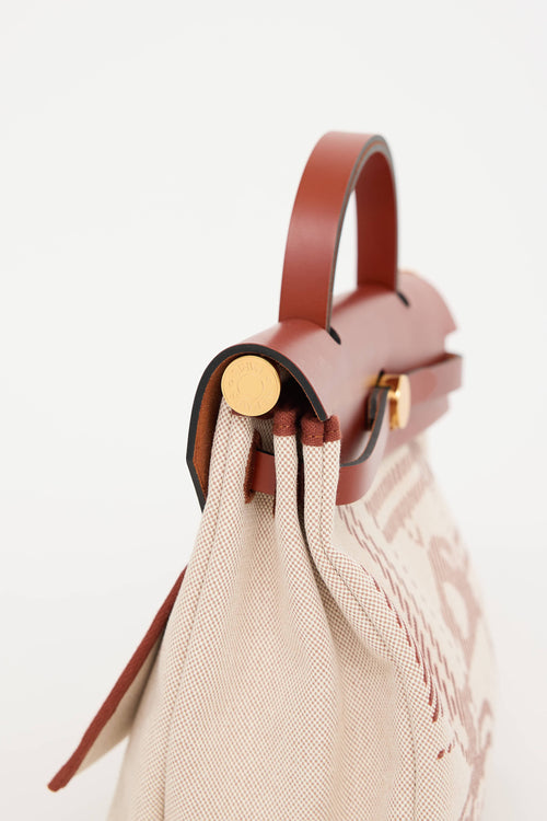 Hermès 2022  Toile Canvas & Fauve Vache Hunter Leather Brides De Gala HerBag 31