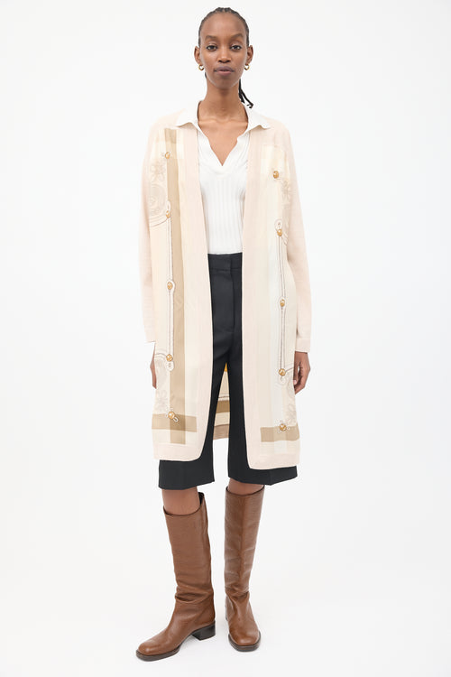 Hermès Beige Cashmere & Silk Brandebourgs Twillaine Belted Cardigan