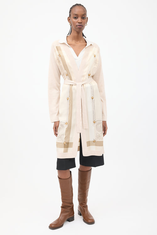 Hermès Beige Cashmere & Silk Brandebourgs Twillaine Belted Cardigan