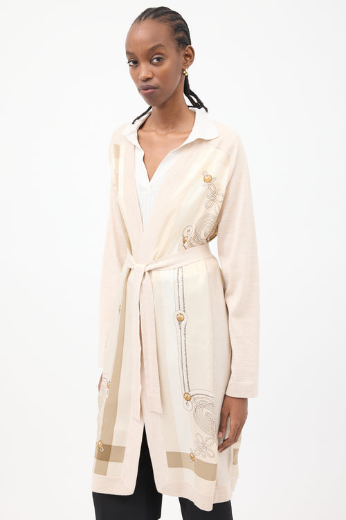 Hermès Beige Cashmere & Silk Brandebourgs Twillaine Belted Cardigan