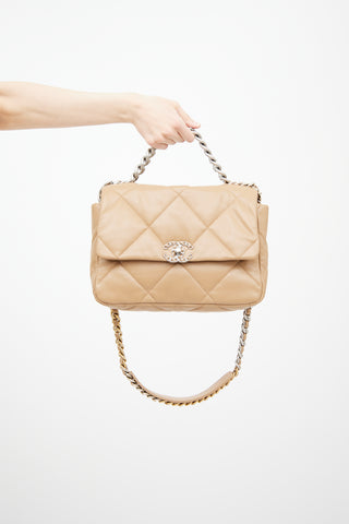 2022 Dark Beige Quilted Leather 19 Bag