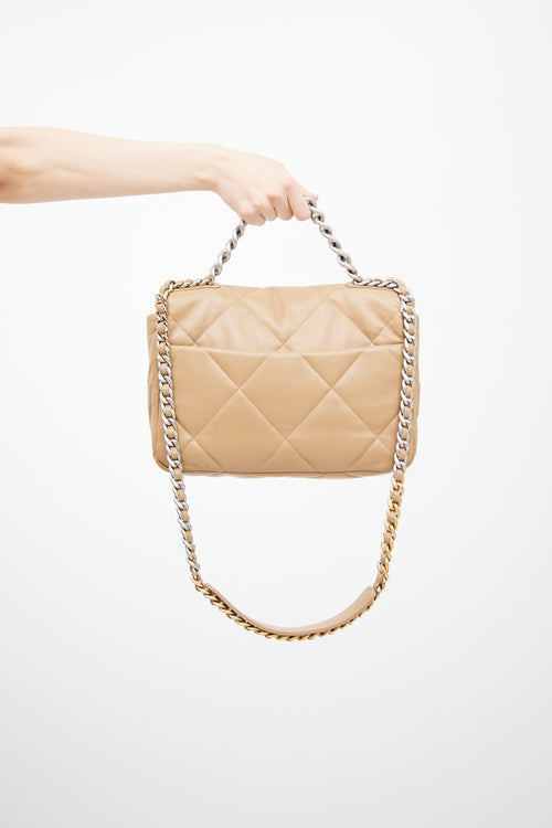 2022 Dark Beige Quilted Leather 19 Bag