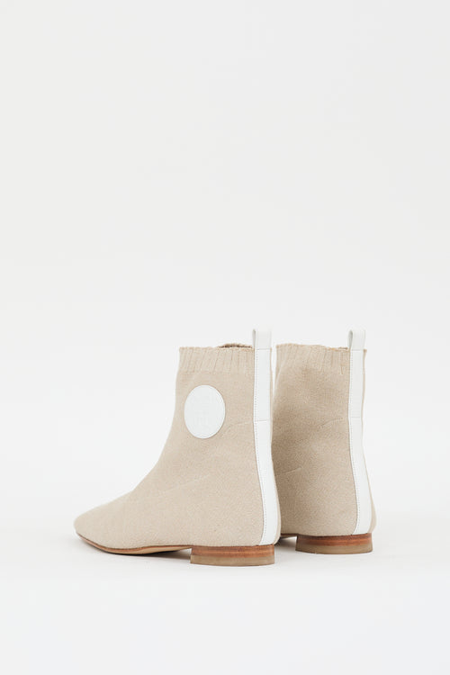 Hermès Nocciola Beige Knit Duo Ankle Boot