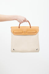 Hermès 2003 Écru Toile Canvas & Fauve Vache Hunter Leather HerBag 2-in-1 Backpack GM Set