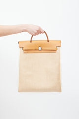 Hermès 2003 Écru Toile Canvas & Fauve Vache Hunter Leather HerBag 2-in-1 Backpack GM Set