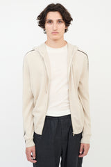 Hermès Beige Wool Knit Laced Stripe Zip Hoodie