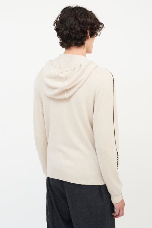 Hermès Beige Wool Knit Laced Stripe Zip Hoodie