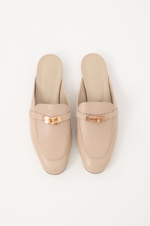 Hermès Beige Leather Oz Buckle Mule