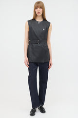 Hermès Leather Belted Button Up Vest