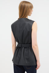 Hermès Leather Belted Button Up Vest