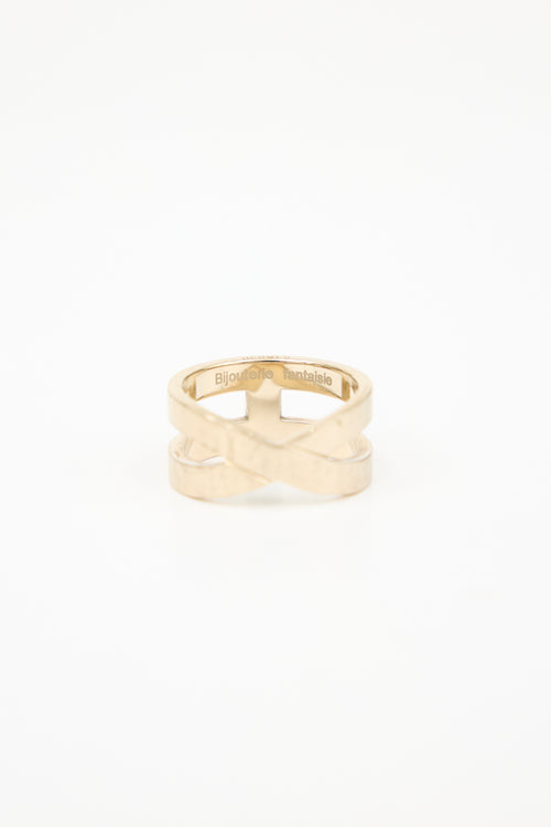 Hermès Pale Gold Bijouterie Fantaisie H Scarf Ring