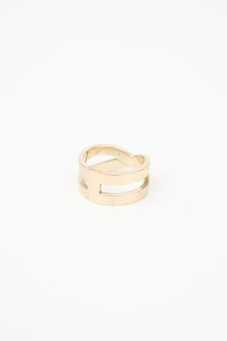 Hermès Pale Gold Bijouterie Fantaisie H Scarf Ring