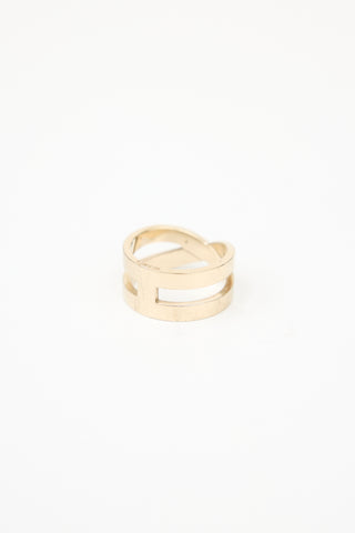 Hermès Pale Gold Bijouterie Fantaisie H Scarf Ring