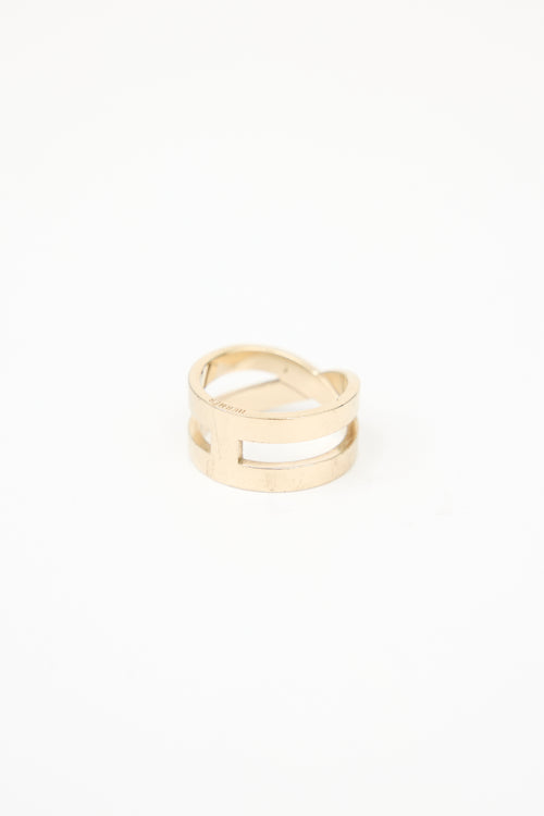 Hermès Pale Gold Bijouterie Fantaisie H Scarf Ring