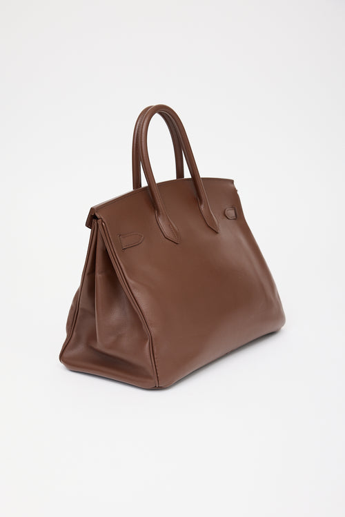 Hermès 2000 Marron Fonce Courchevel Birkin 35 Bag