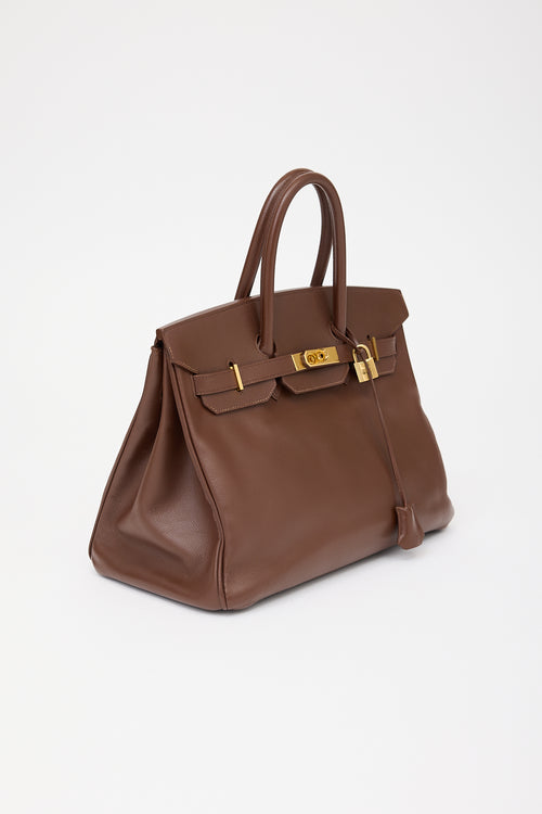 Hermès 2000 Marron Fonce Courchevel Birkin 35 Bag