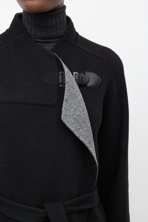 Hermès Black Belted Cashmere Buckle Coat