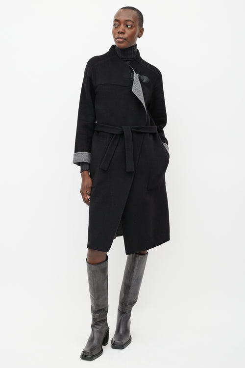 Hermès Black Belted Cashmere Buckle Coat