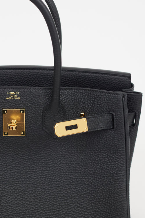 Hermès 2022 Noir Clemence Leather & Gold Birkin 30 Bag
