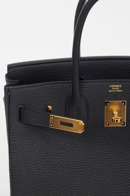 Hermès 2022 Noir Clemence Leather & Gold Birkin 30 Bag