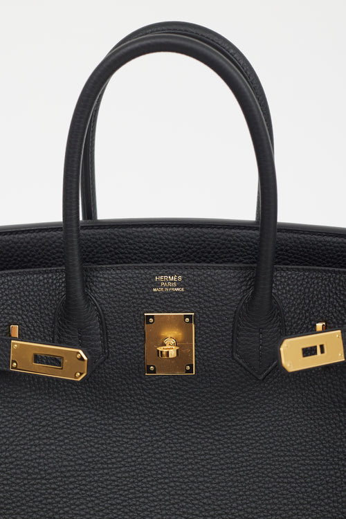 Hermès 2022 Noir Clemence Leather & Gold Birkin 30 Bag