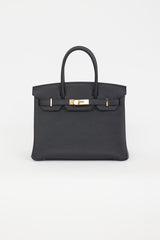 Hermès 2022 Noir Clemence Leather & Gold Birkin 30 Bag
