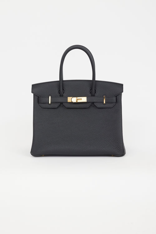 Hermès 2022 Noir Clemence Leather & Gold Birkin 30 Bag