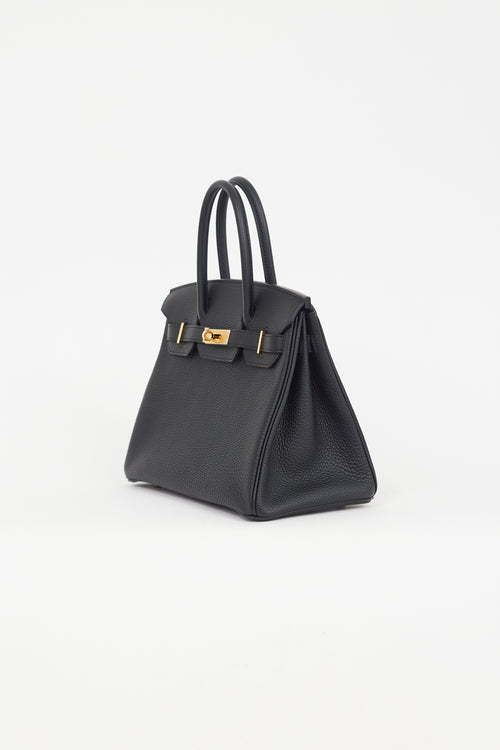 Hermès 2022 Noir Clemence Leather & Gold Birkin 30 Bag