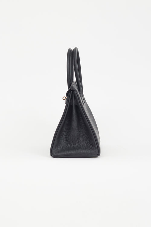 Hermès 2022 Noir Clemence Leather & Gold Birkin 30 Bag