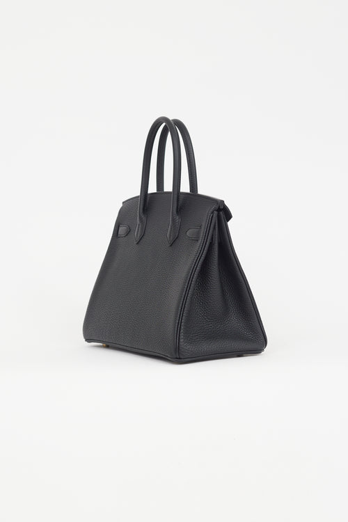 Hermès 2022 Noir Clemence Leather & Gold Birkin 30 Bag