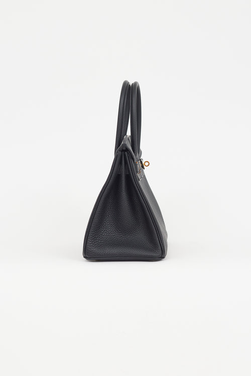Hermès 2022 Noir Clemence Leather & Gold Birkin 30 Bag