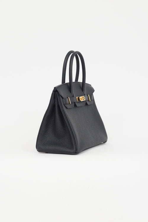 Hermès 2022 Noir Clemence Leather & Gold Birkin 30 Bag