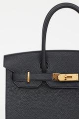 Hermès 2022 Noir Clemence Leather & Gold Birkin 30 Bag
