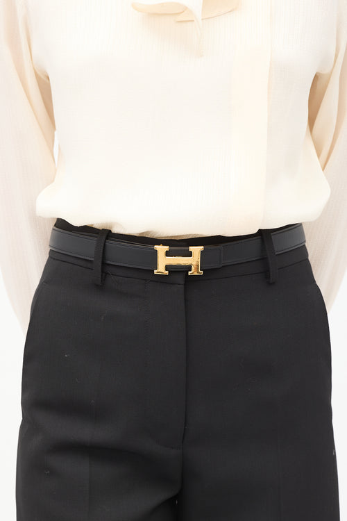 Hermès Noir & Etoupi Swift & Epsom Reversible H Belt
