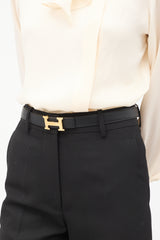 Hermès Noir & Etoupi Swift & Epsom Reversible H Belt