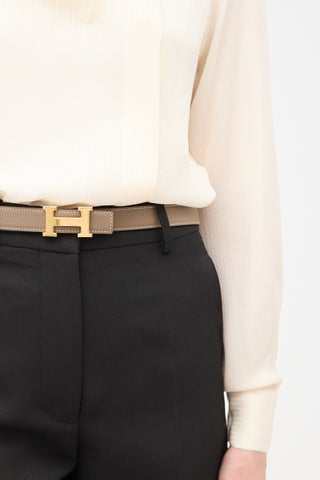Hermès Noir & Etoupi Swift & Epsom Reversible H Belt