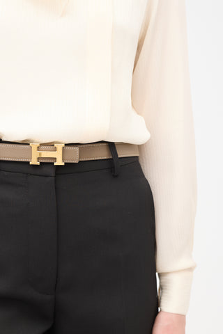 Hermès Noir & Etoupi Swift & Epsom Reversible H Belt